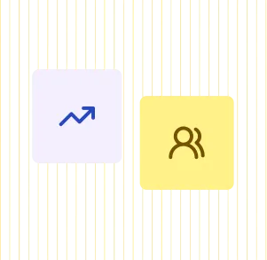 A rising trend line beside a group-of-customers mark