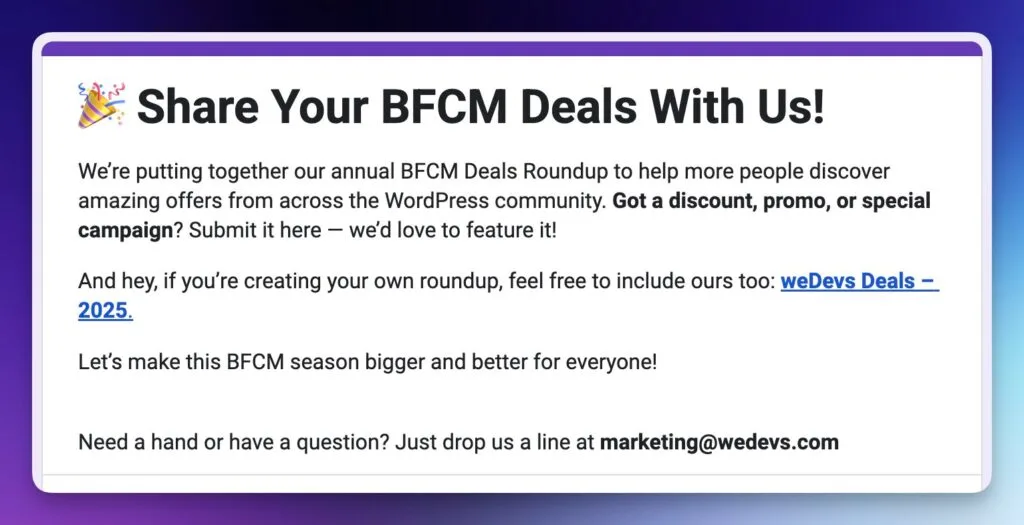 Submit the Best WordPress Black Friday & Cyber Monday Deals on StoreGrowth Website